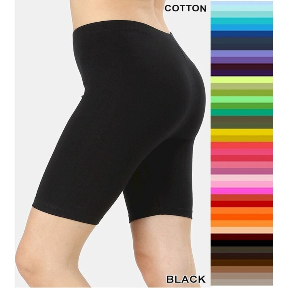 Zenana Black Biker Shorts Stretchy Cotton Blend Comfortable Everyday Wear